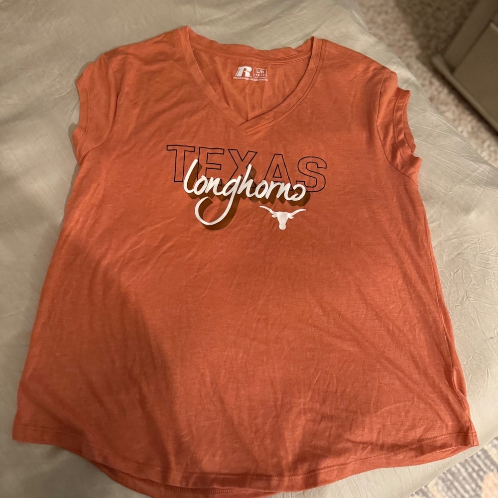 Texas Longhorns Russell Athletic V-Neck‎ T-Shirt Womens L/G Orange